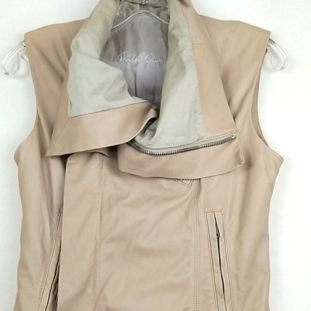 Rick Owens Biker Leather Blistered Sleeveless Vest In Pearl Size 6 - Picture 3 of 15